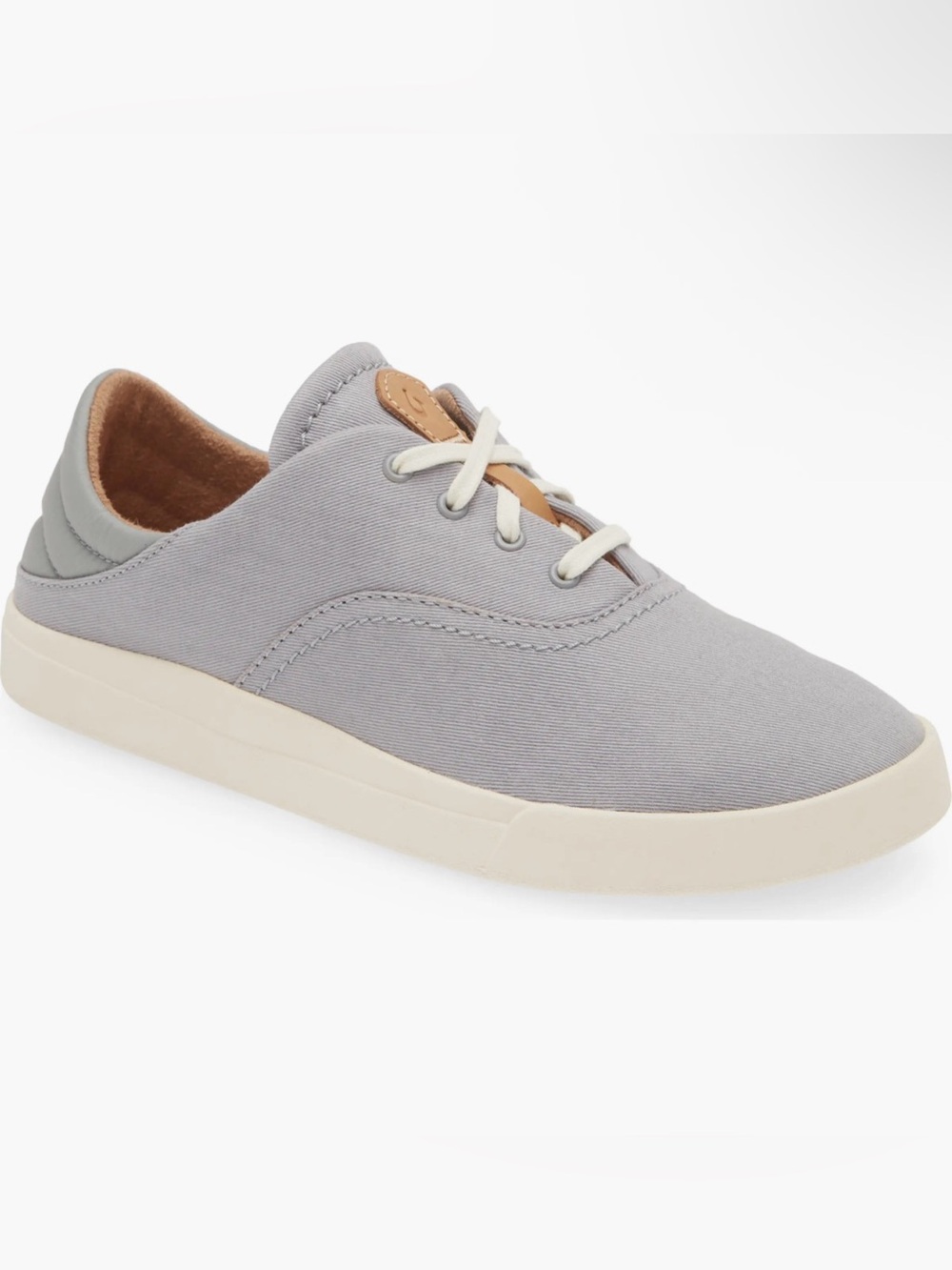 Olukai Kohu Casual womens light mist Gray Canvas Lace-Up Sneakers